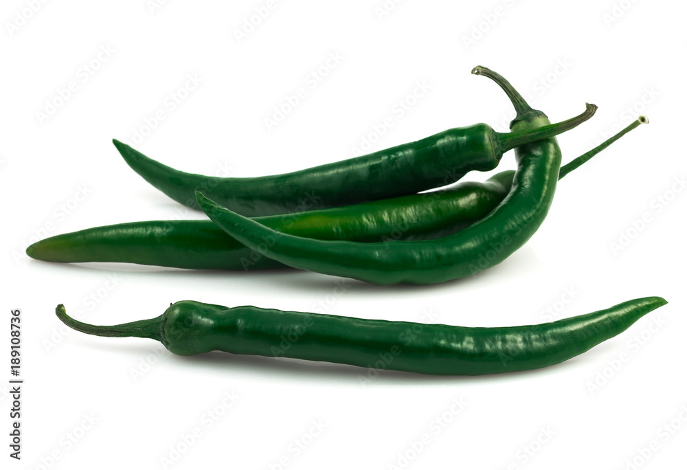 Green chili pepper isolated on white background cutout Green chili pepper isolated on white background cutout