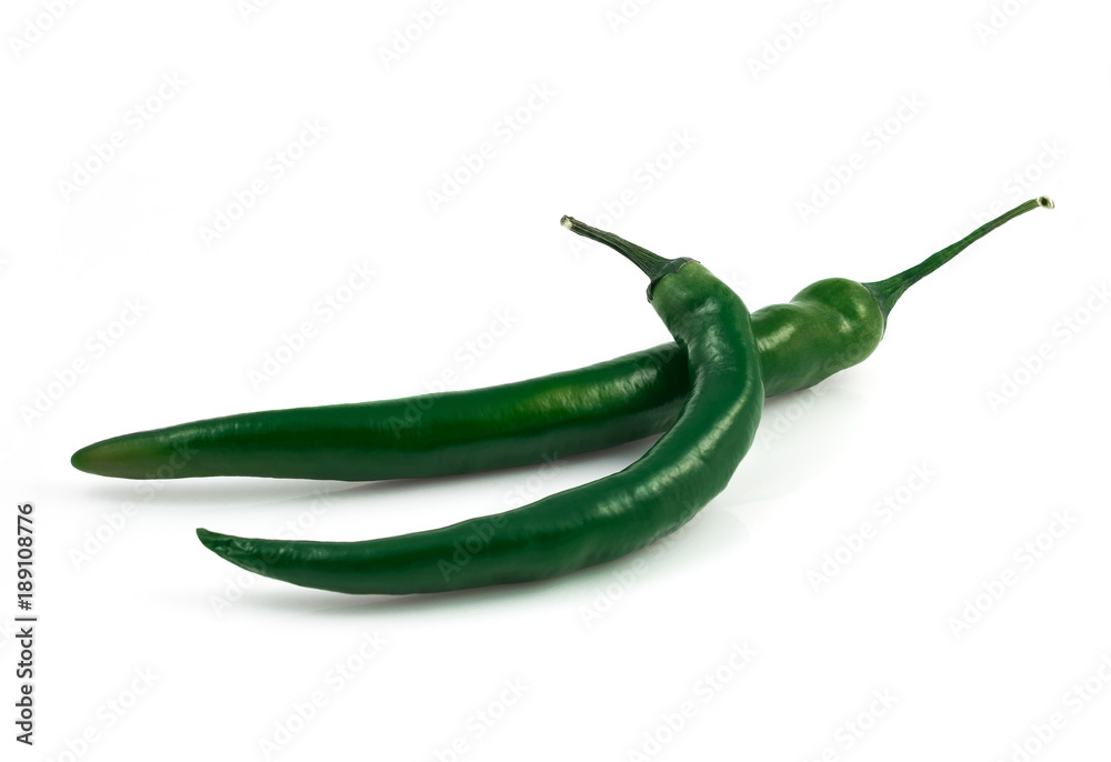 Green chili pepper isolated on white background cutout Green chili pepper isolated on white background cutout