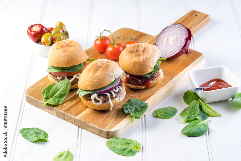 small burger sliders for share mayo onion board sharing platter party food