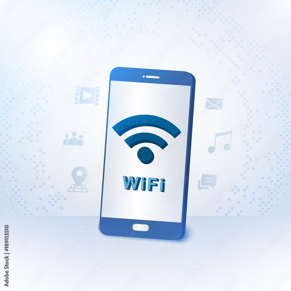 Smartphone with wireless zone, Vector illustration Smartphone with wireless zone, Vector illustration
