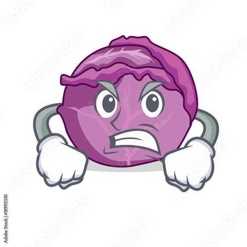 Photo Angry red cabbage mascot cartoon