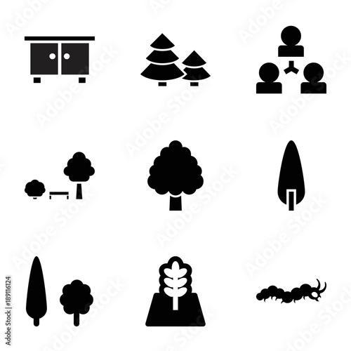 Tree icons. set of 9 editable filled tree icons