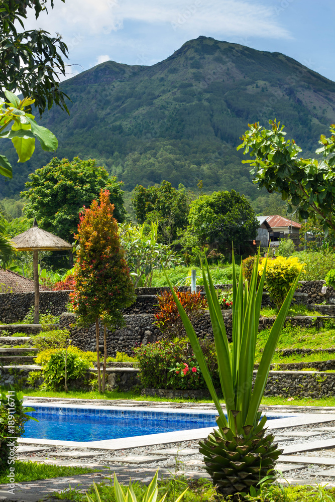 Obraz premium Thermal springs on foot of volcano Batur in Bali, Indonesia