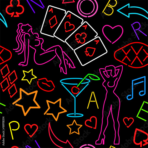 Seamless pattern with neon art