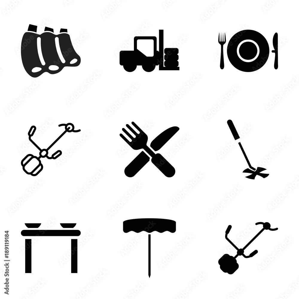 Fork icons. set of 9 editable filled and outline fork icons Fork icons. set of 9 editable filled and outline fork icons
