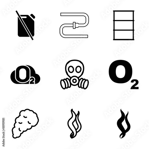 Gas icons. set of 9 editable filled and outline gas icons