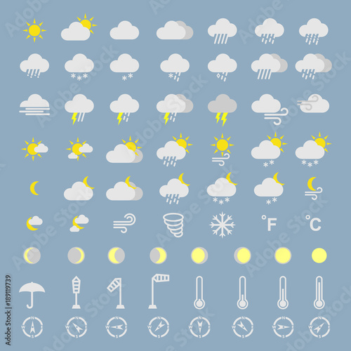 weather icons set, forecasts editable icons
