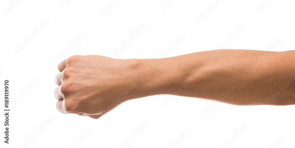 Men hand showing the multi action over white background, include clipping path Men hand showing the multi action over white background, include clipping path