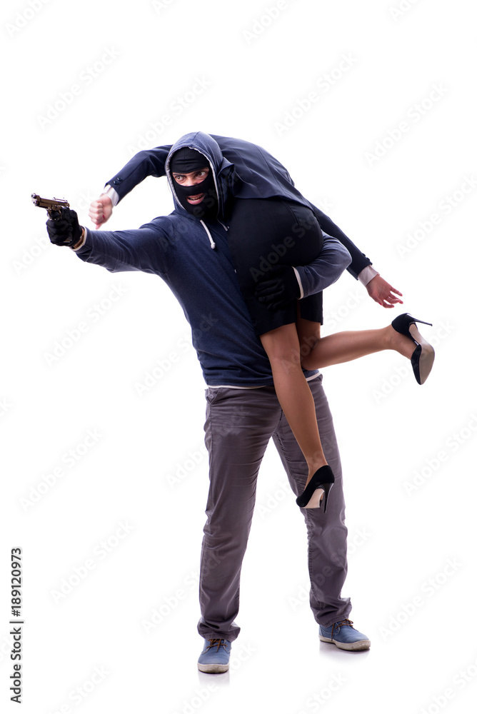 Businesswoman is kidnapped by the gunman Businesswoman is kidnapped by the gunman