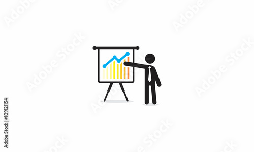 Business presentation, Analytics, business, businessman, presentation icon, Business people meeting, meeting, stickman, graph, decrease, increase, company, monitor screen, projector symbol icon
