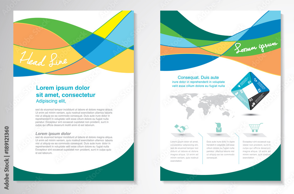 Vector Brochure Flyer design Layout template, size A4, Front page and back page, infographics. Easy to use and edit.on