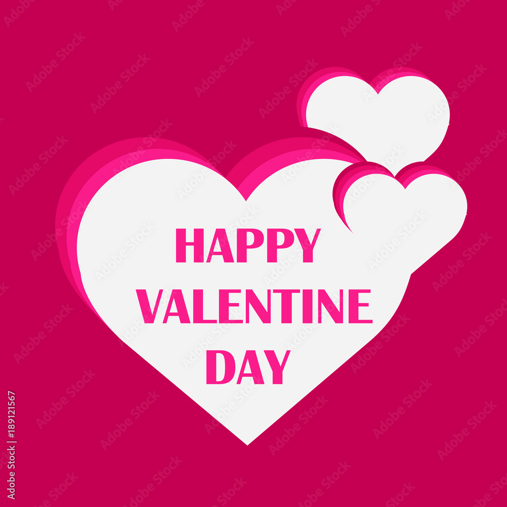 Valentine greeting card with the inscription of a happy Valentine's Day.  Greeting card concept in the form of a paper heart.  Vector illustration isolated on white background