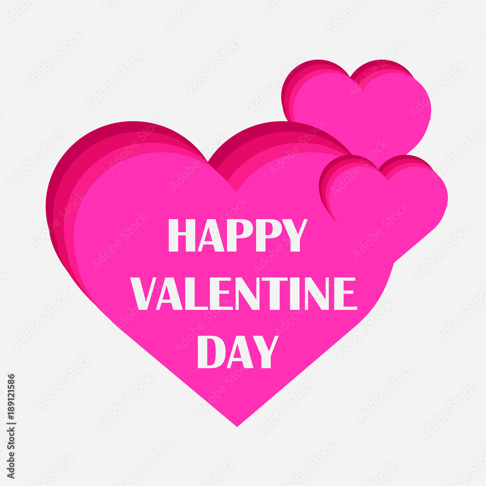 Valentine greeting card with the inscription of a happy Valentine's Day.  Greeting card concept in the form of a paper heart.  Vector illustration isolated on white background