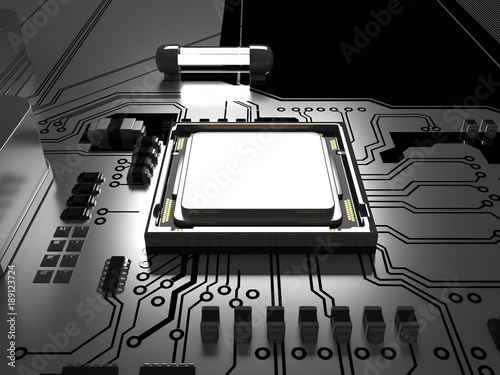 CPU with Circuit board.Technology computer concept