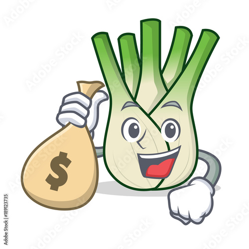 With money bag fennel character cartoon style