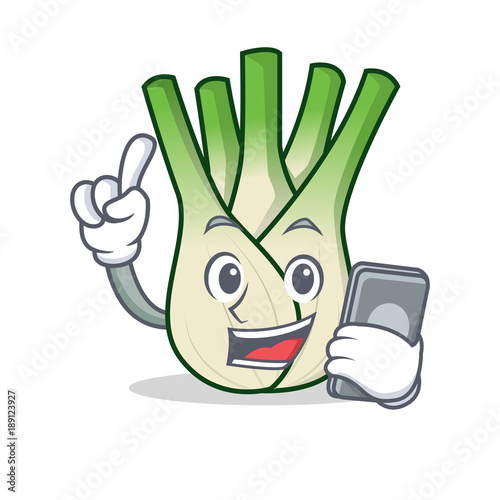 With phone fennel character cartoon style