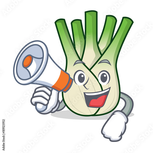 With megaphone fennel character cartoon style