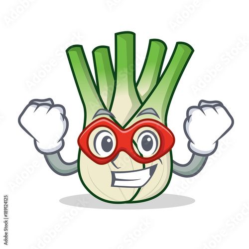 Super hero fennel character cartoon style