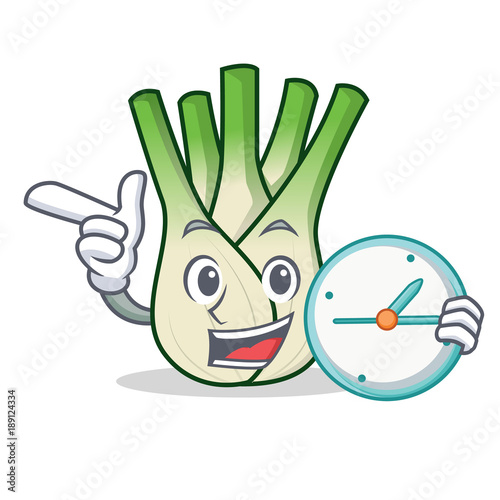With clock fennel character cartoon style