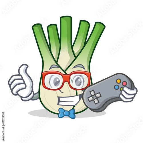 Gamer fennel mascot cartoon style