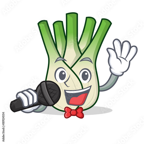 Singing fennel mascot cartoon style