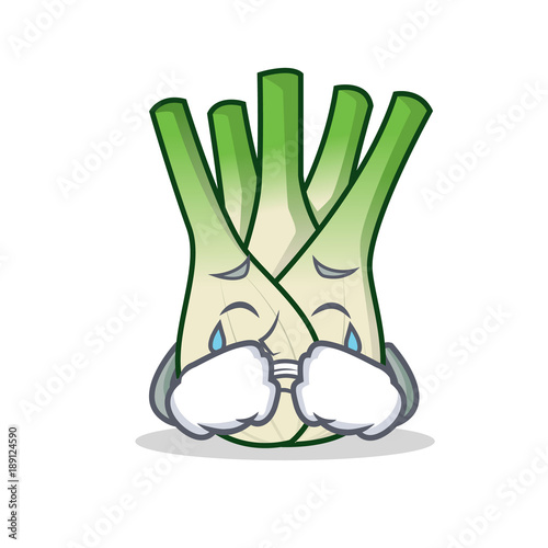 Crying fennel mascot cartoon style