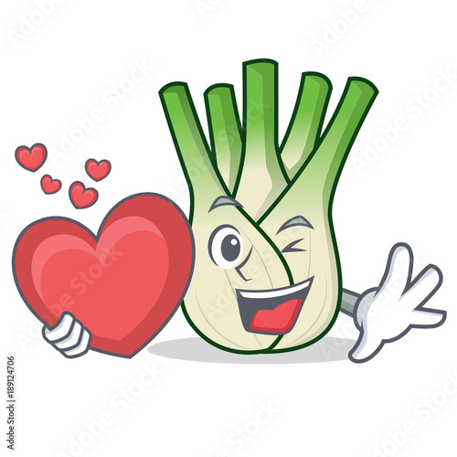 With heart fennel mascot cartoon style