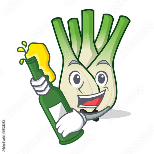 With beer fennel mascot cartoon style