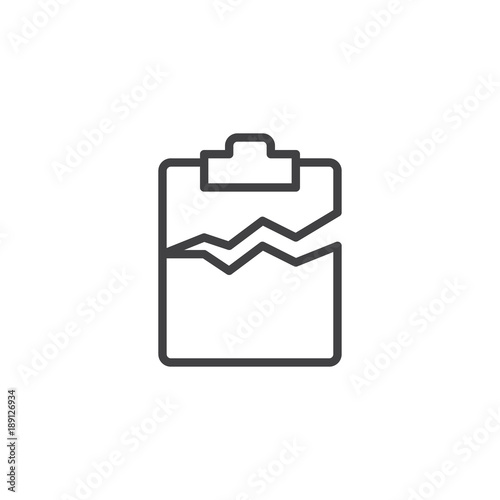 Foto Damaged file line icon, outline vector sign, linear style pictogram isolated on white