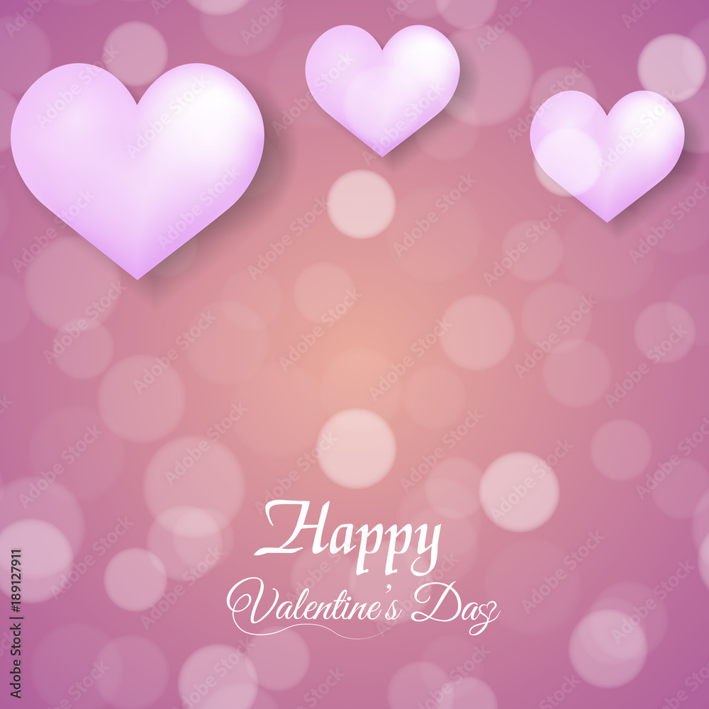 Valentine's greeting card with defocused dots red balloon and pink hearts. Vector Valentine's greeting card with defocused dots red balloon and pink hearts. Vector