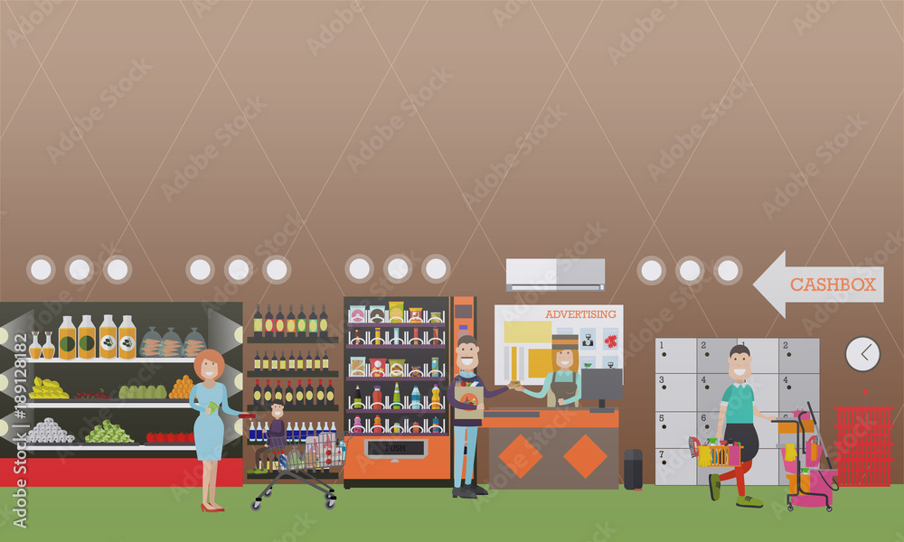 People making purchases vector flat illustration
