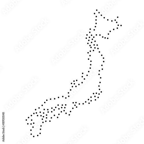 Abstract schematic map of Japan from the black dots along the perimeter of vector illustration