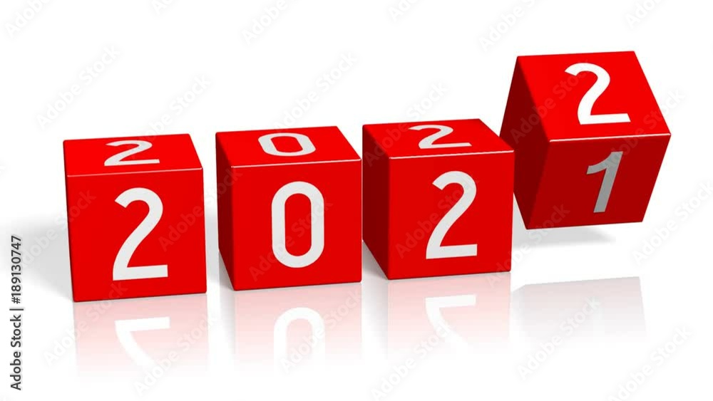2021/2022 New Year change concept - red cubes. 2021/2022 New Year change concept - red cubes.