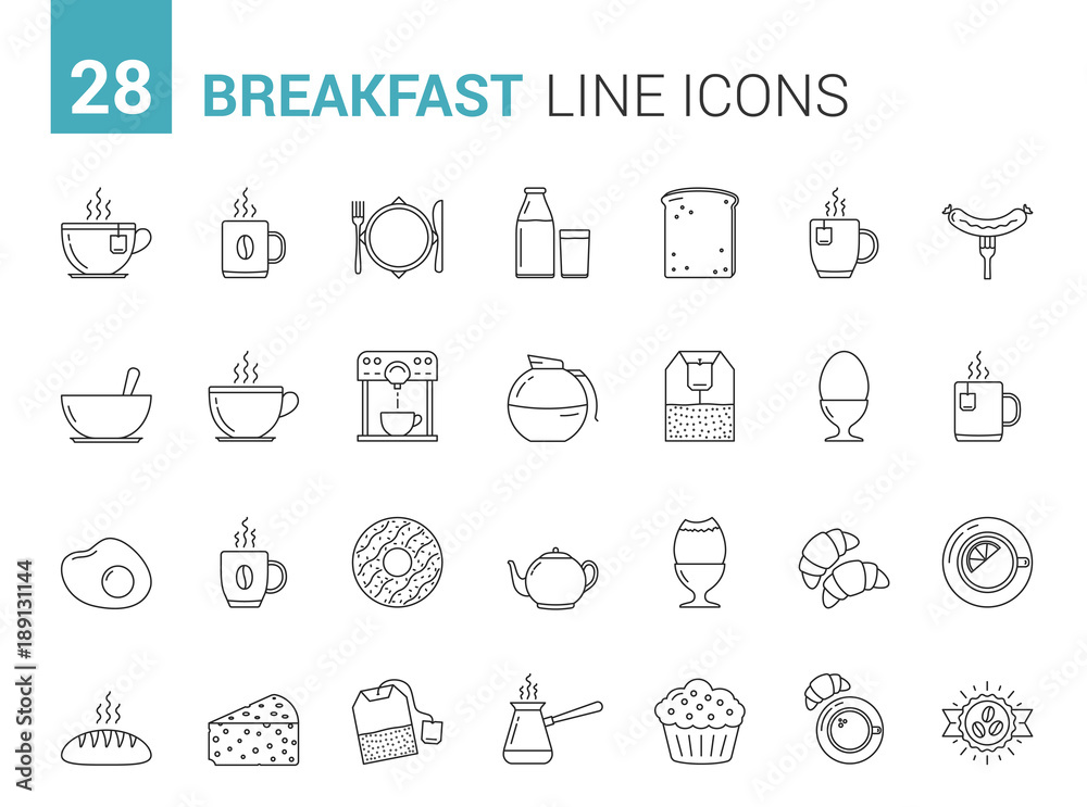 Breakfast Line Icons Breakfast Line Icons