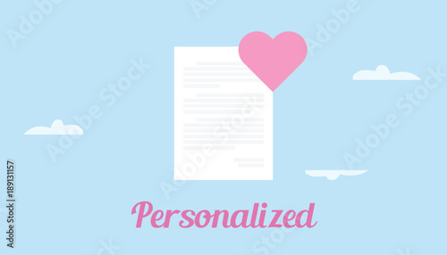 get personalized love letter illustration with white paper and pink love symbol photo