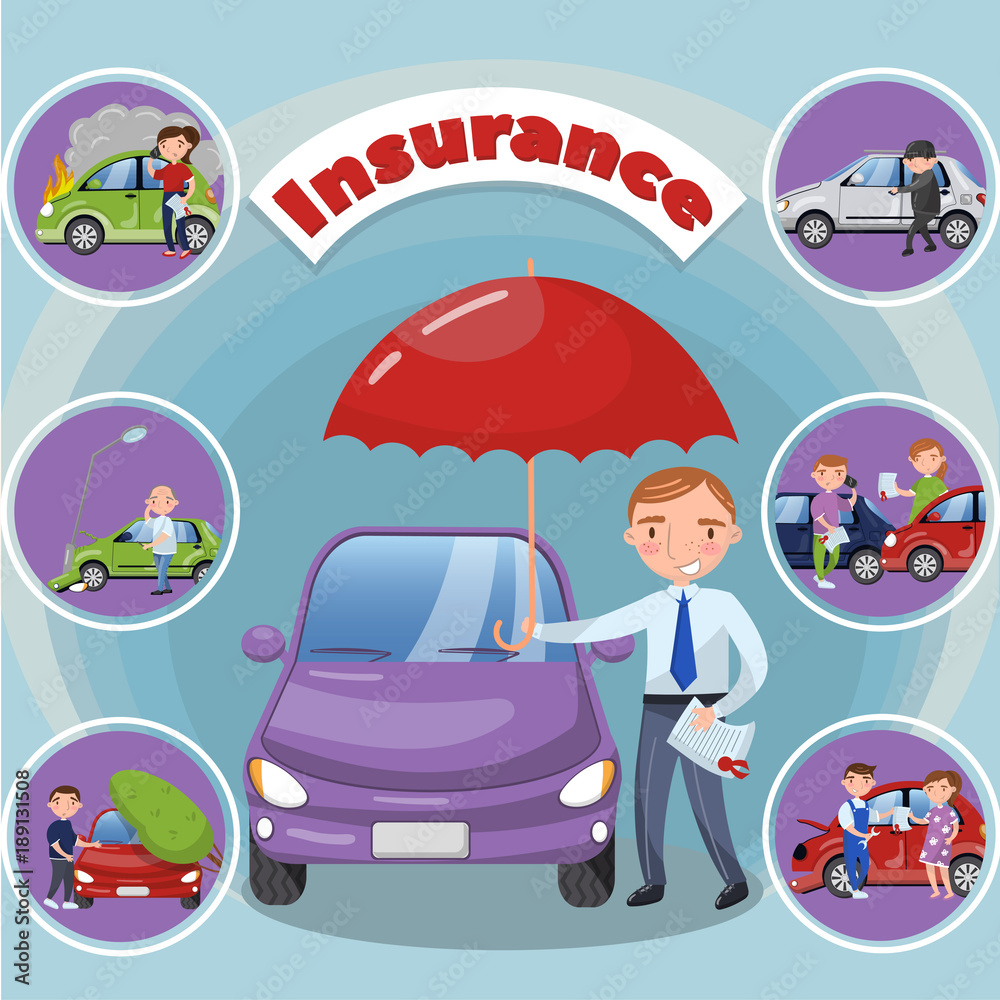 Car and transportation insurance vector illustration in cartoon style  design element for poster or banner Stock Vector | Adobe Stock
