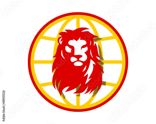 Fototapeta Naklejka Na Ścianę i Meble -  globe lion leo head image vector icon logo