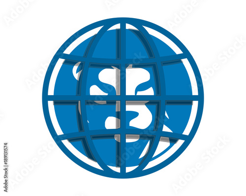 Fototapeta Naklejka Na Ścianę i Meble -  blue globe lion head silhouette image vector icon logo