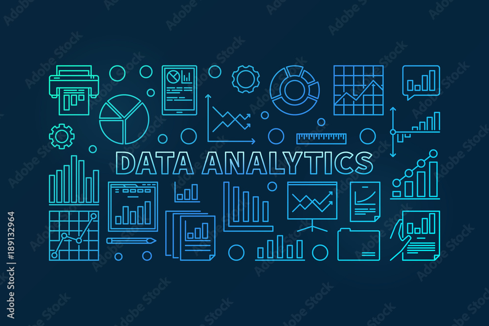 Data analytics concept vector blue illustration Data analytics concept vector blue illustration
