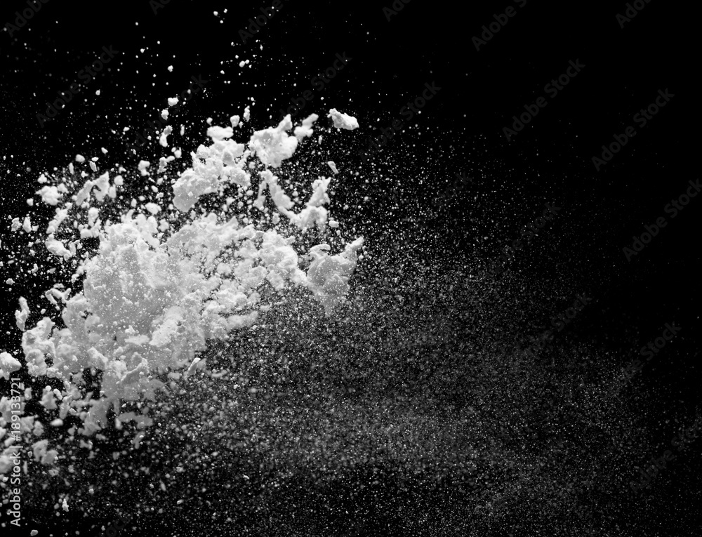 White flour on a black background