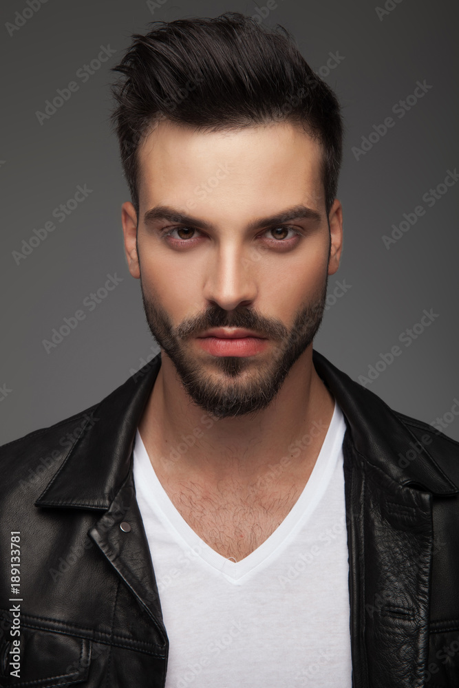 Obraz premium young sexy man in leather jacket