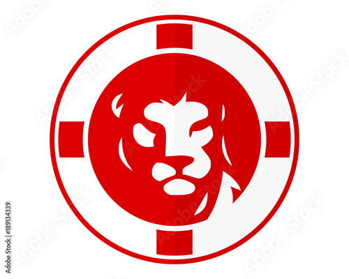 Fototapeta Naklejka Na Ścianę i Meble -  red england lion leo head face image vector icon logo