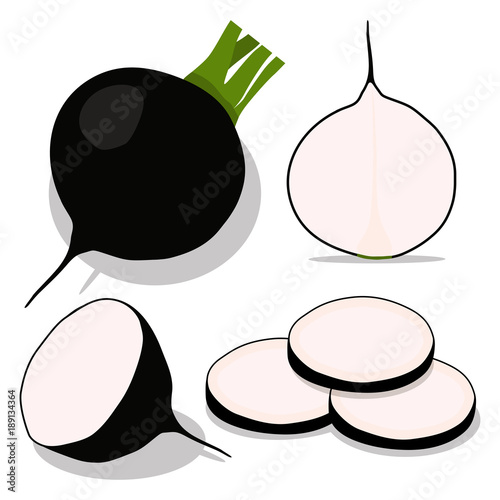 Whole ripe vegetable black radish