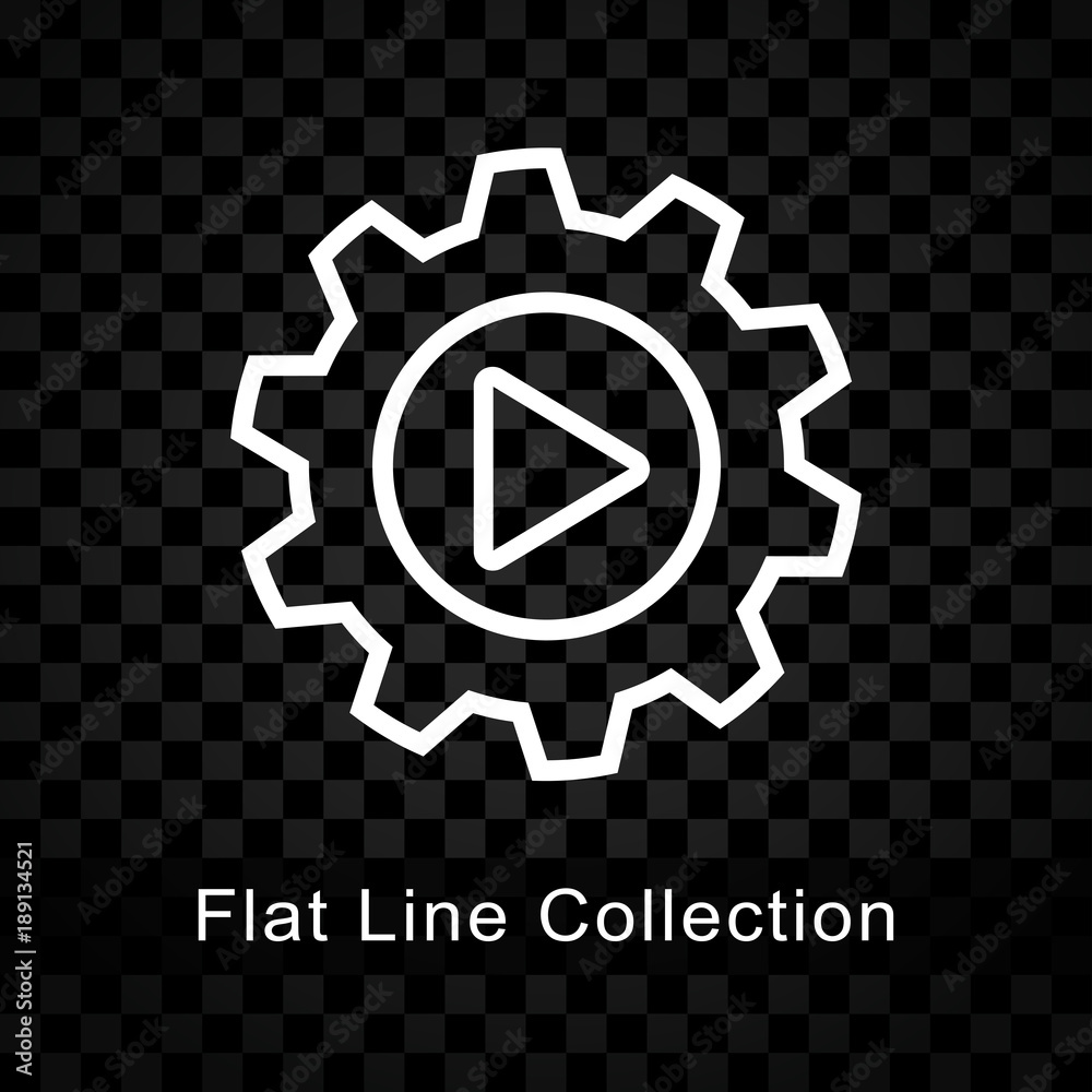 gear with play icon on checkered background gear with play icon on checkered background