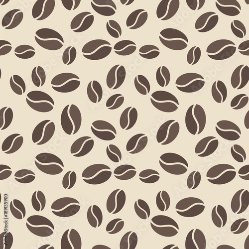 Seamless pattern with brown coffee beans