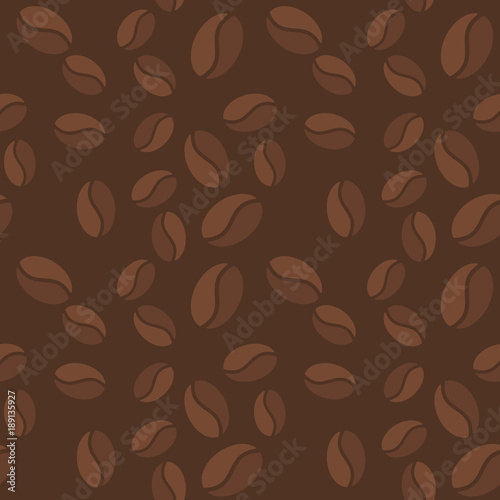 Vector brown seamless pattern with coffee beans icons