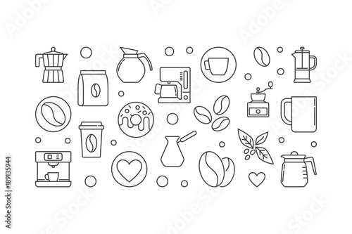 Vector coffee house horizontal banner or illustration