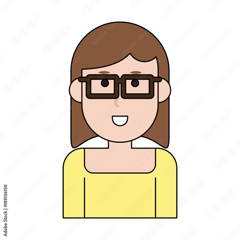 Woma with glasses cartoon icon vector illustration graphic design