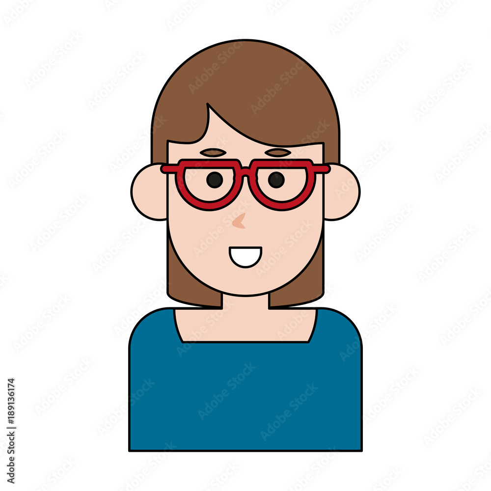 Woma with glasses cartoon icon vector illustration graphic design
