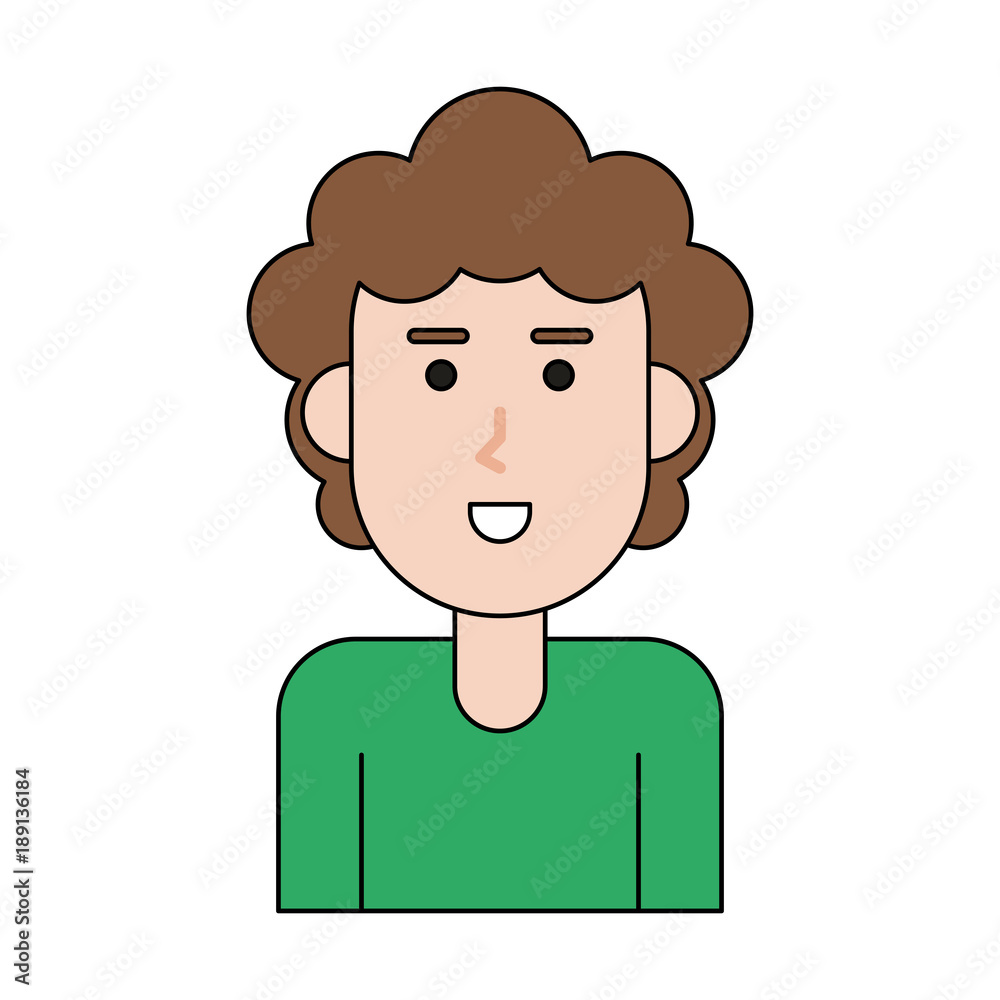 Young man face cartoon icon vector illustration graphic design